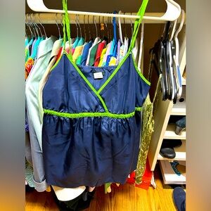 Blue J Crew slip top.  100% silk.  Beautiful under a button down.